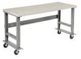 Global Industrial Mobile Adjustable Height Workbench, Plastic Laminate Square - Image 4