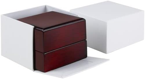 Allure - Luxury Ring Box With LED Light, Authentic Mahogany Wood With Black - Image 4