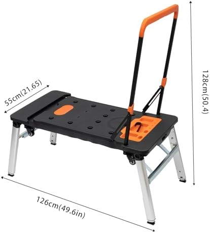 7-in-1 Multifunctional Work Platform, Folding Scaffold Workbench Utility Cart - Image 3