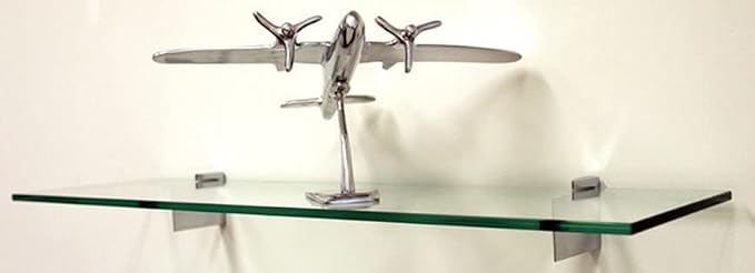 Spancraft Glass R-8x48-Brushed Steel Raven Glass Shelf, Brushed Steel - Image 2