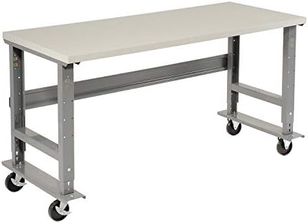 Global Industrial Mobile Adjustable Height Workbench, Plastic Laminate Square - Image 2