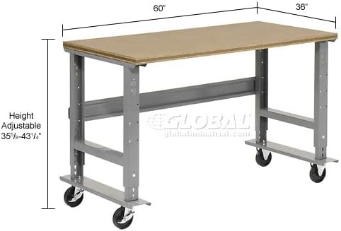 Global Industrial Mobile Adjustable Height Workbench, Shop Square Edge - Image 8