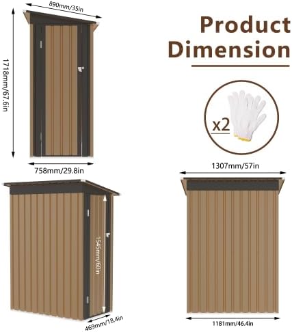 4 * 2 FT Metal Garden Storage Sheds - Image 4