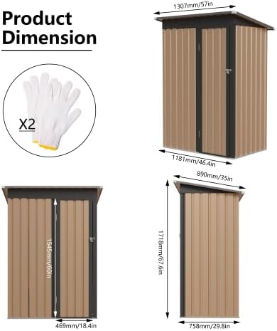 4 * 2 FT Metal Garden Storage Sheds - Image 3
