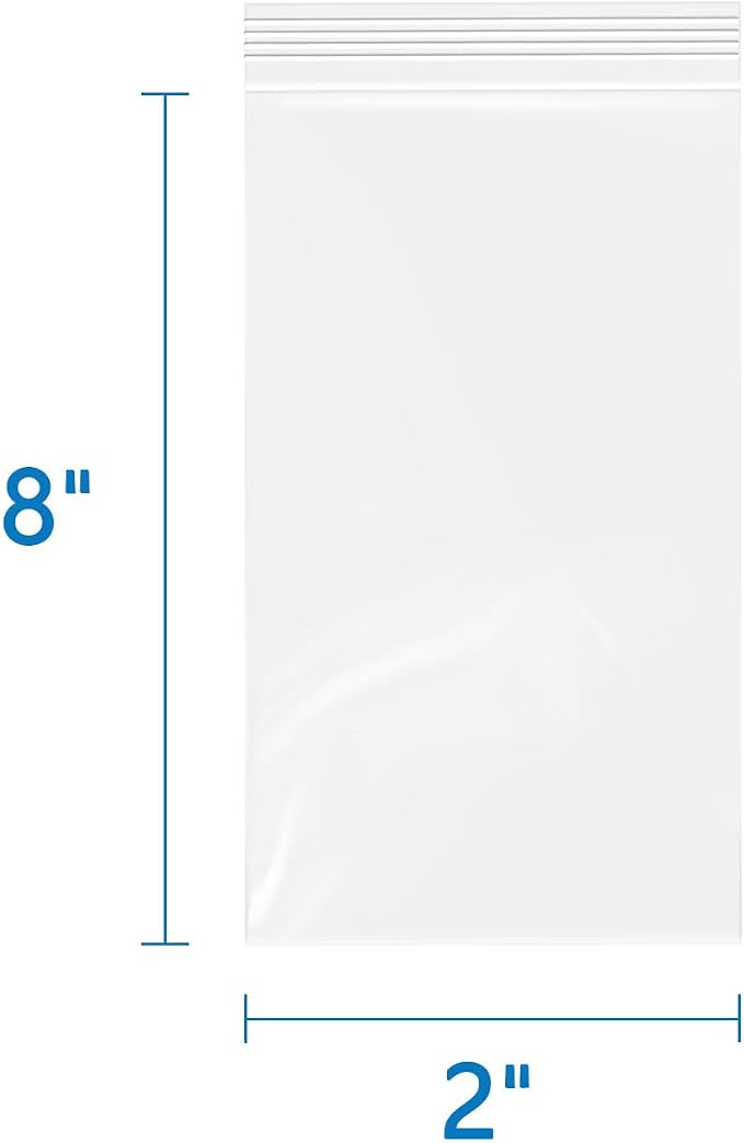 iMailer - 2" x 8" 500 Pack- 2 Mil Resealable Zip Bags- Small Clear Plastic Bags - Image 2
