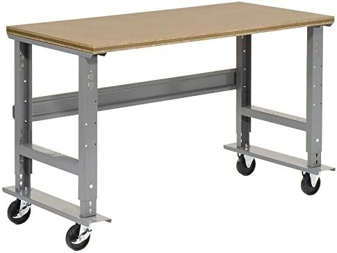 Global Industrial Mobile Adjustable Height C-Channel Leg Workbench, Shop Top - Image 6