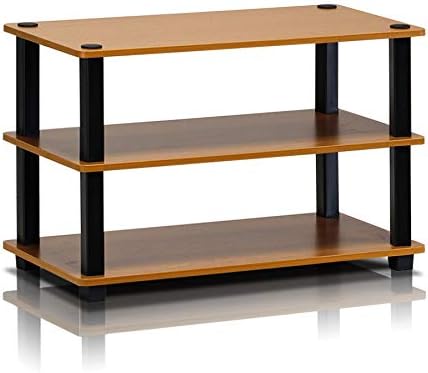 Furinno Turn-S-Tube 3-Tier Shoe Rack, Light Cherry/Black - Image 4