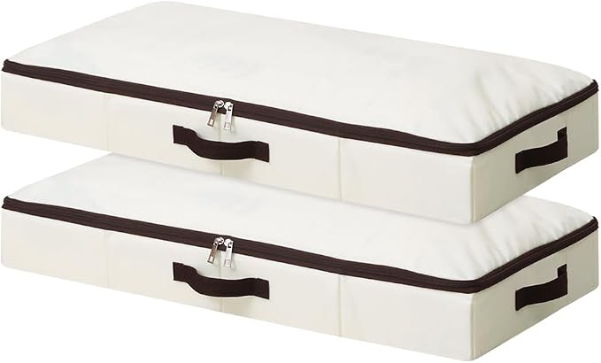 AMJ 2 Pack Foldable Under Bed Storage Basket Container, Sturdy Clothes Storage by OrderlyhomeBoundlesslove