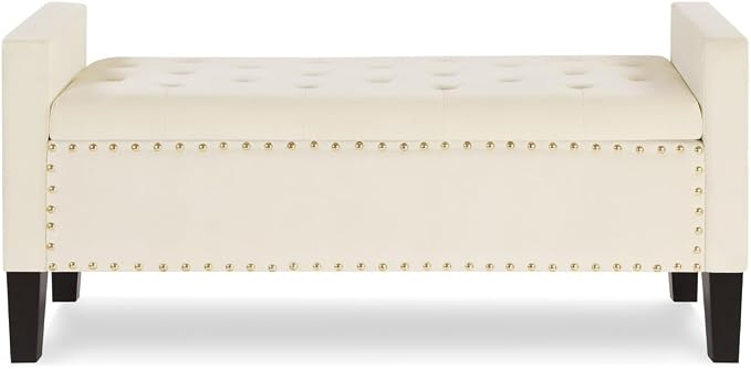 24KF Velvet Modern Upholstered Tufted Button Storage Bench - Image 5