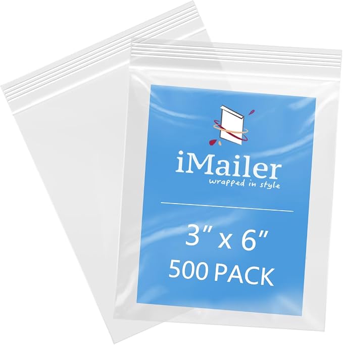 iMailer - 3" x 6" 500 Pack- 3 Mil Resealable Zip Bags- Small Clear Plastic Bags by iMailer