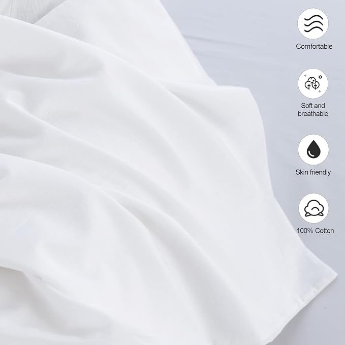 MooMee Bedding Pillowcases Pack of 2 100% Washed Cotton Linen Like Textured - Image 6