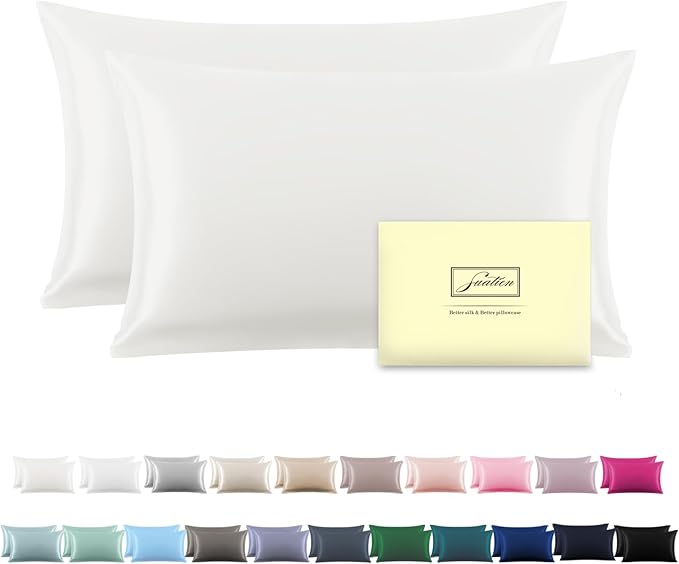 Silk Pillow Cases 2 Pack Soft Breathable and Sliky Queen Size Pillow Cases Set by Suatien