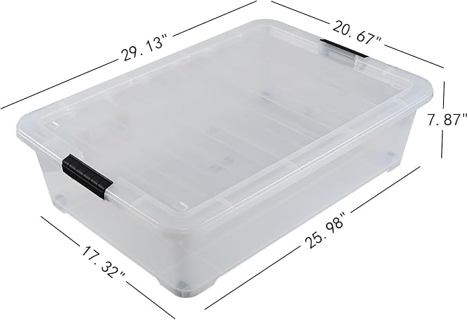 50 Quart Large Plastic Under Bed Storage Box, 3 Packs - Image 2