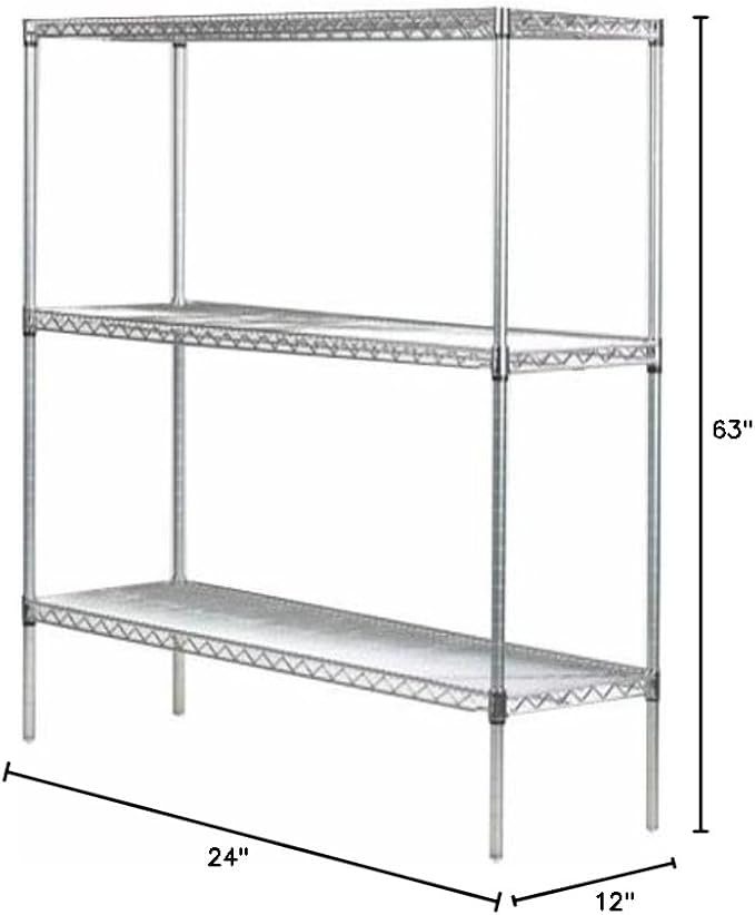 Omega 12" Deep x 24" Wide x 63" High 3 Tier Chrome Starter Shelving Unit - Image 2
