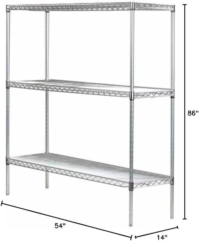 Omega 14" Deep x 54" Wide x 86" High 3 Tier Chrome Starter Shelving Unit - Image 2