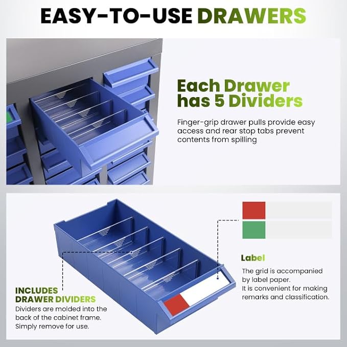 40-Drawer Bolt and Nut Organizer Bolt Bin Cabinet, Steel Part Cabinets Hardware - Image 3