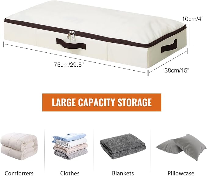 AMJ 2 Pack Foldable Under Bed Storage Basket Container, Sturdy Clothes Storage - Image 2
