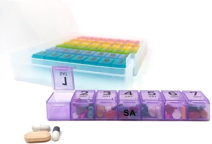 7 Times a Day Weekly Pill Box Organizer Case, Secure 7X Pillbox - Image 6