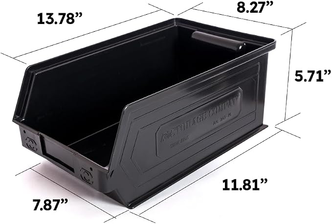 6-Pack Storage Bins, Wall Mount, Stackable & Freestanding, 12”x 8” x 6” Plastic - Image 3