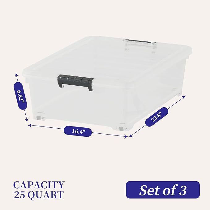3-Pack Clear Plastic Underbed Storage Bins - Image 2