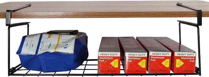 Foil and Plastic Wrap Organizer Kitchen Under Cabinet Desk Pantry Hanging by OKOMATCH