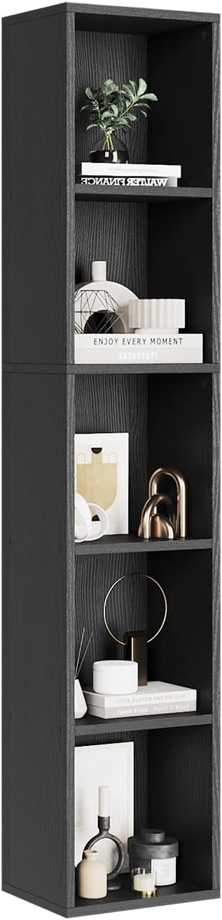 oneinmil Tall Narrow Bookshelf, 5-Tier Cube Display Rack, Modern Corner by oneinmil