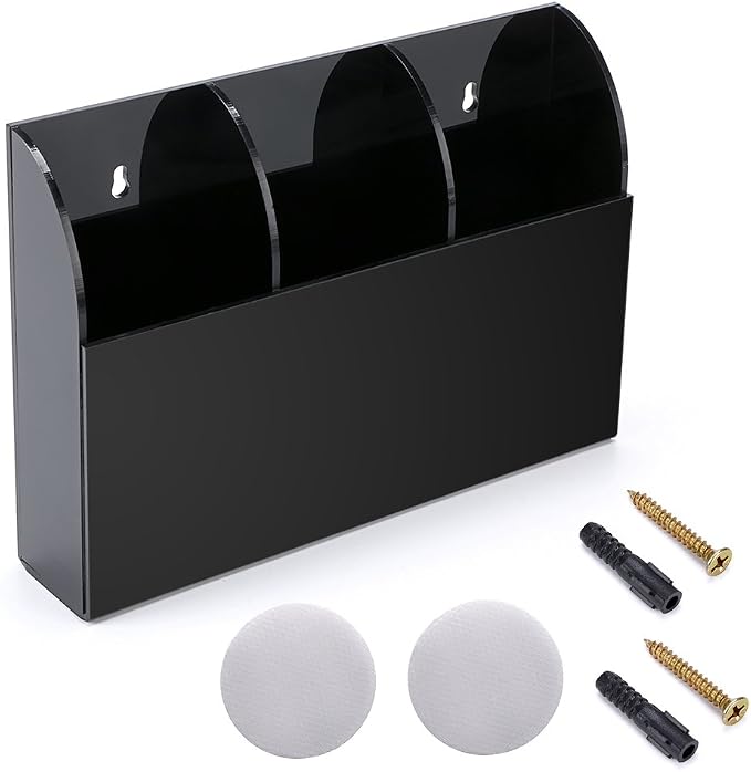Hipiwe Wall Mount Remote Control Holder Clear Acrylic Media Organizer Storage - Image 2