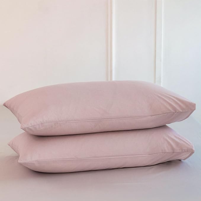 MooMee Bedding Pillowcases Pack of 2 100% Washed Cotton Linen Like Textured by MOOMEE