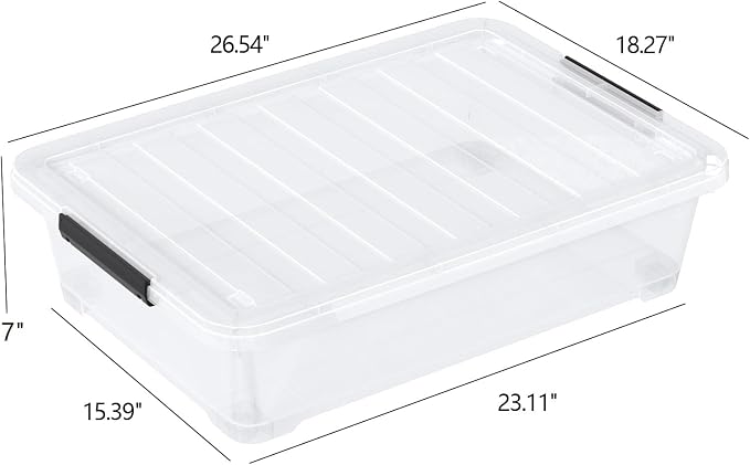 40 Quart Plastic Underbed Storage Boxes, Large Clear Storage Bin - Image 2