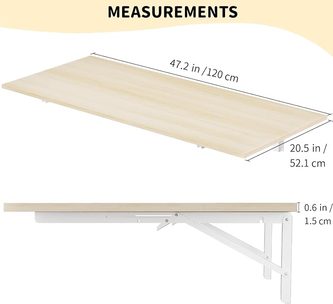 GOYLSER Wall Mounted Folding Kitchen Table Desk - Image 3