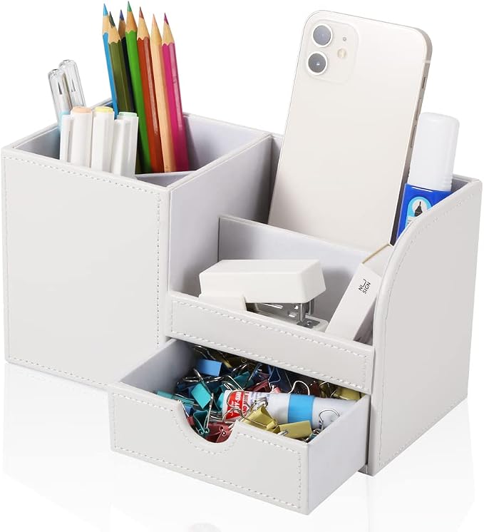 KINGFOM Desk Organizer Office Supplies Caddy Pu Leather Multi-function Storage - Image 5