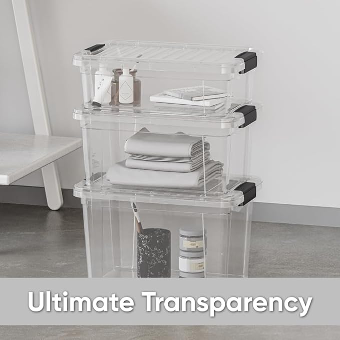 Superio Clear Storage Box with Lid, 14.25 Quart Plastic Container Bins - Image 6