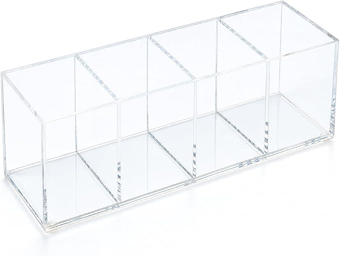 Clear Acrylic 4-Compartment Organizer Box, Large – Handcrafted, Eco-Friendly by elysolpluv