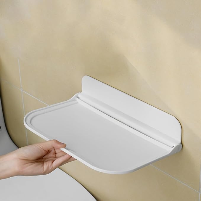 Wall Mounted Small Floating Shelf, Foldable Adhesive Plastics Floating Shelf - Image 2
