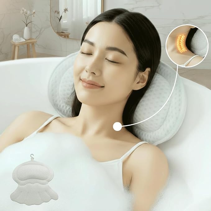 Bathtub Tray and Bath Pillow Set – Expandable Bamboo Bathtub Caddy - Image 7