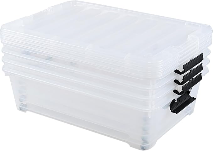 4-Pack 25 Quart Large Plastic Underbed Clothes Storage Containers Bins - Image 4