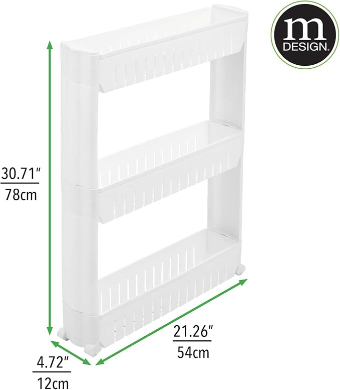 mDesign Slim Plastic Rolling Laundry Utility Cart, Portable Storage Organizer - Image 8