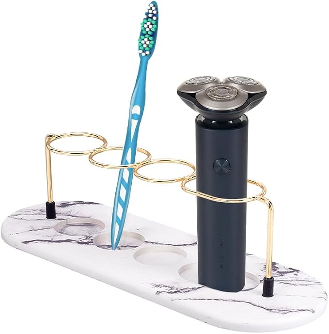 AHANDMAKER Toothbrush Holder 4 Slots Toothbrush Holder Bathroom Marble Pattern by AHANDMAKER