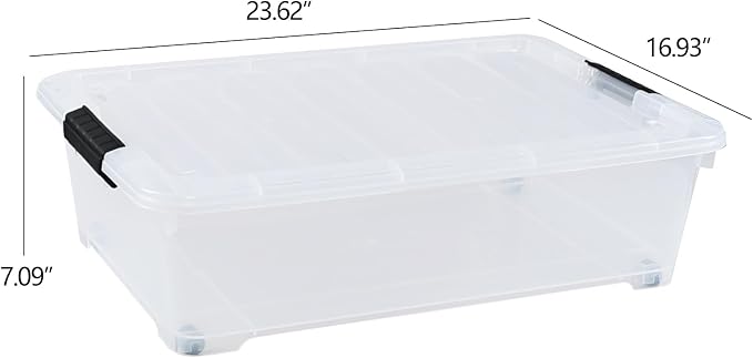 4-Pack 25 Quart Large Plastic Underbed Clothes Storage Containers Bins - Image 2