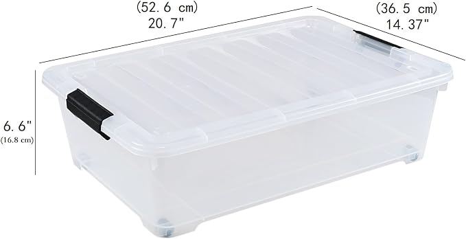 3-Pack 20 Quart Plastic Wheeled Latching Storage Boxes, Stackable Underbed - Image 2