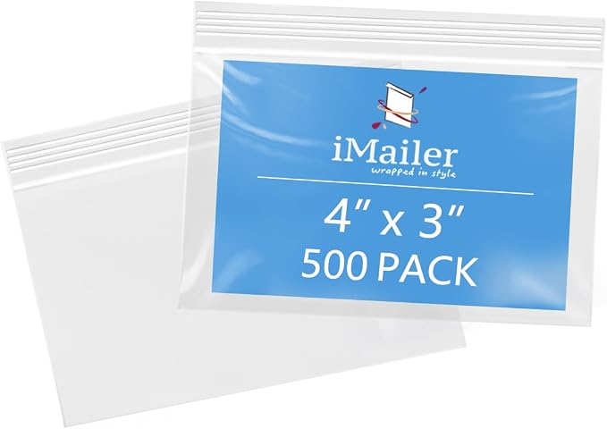 iMailer - 4" x 3" 500 Pack- 2 Mil Resealable Zip Bags- Small Clear Plastic Bags by iMailer