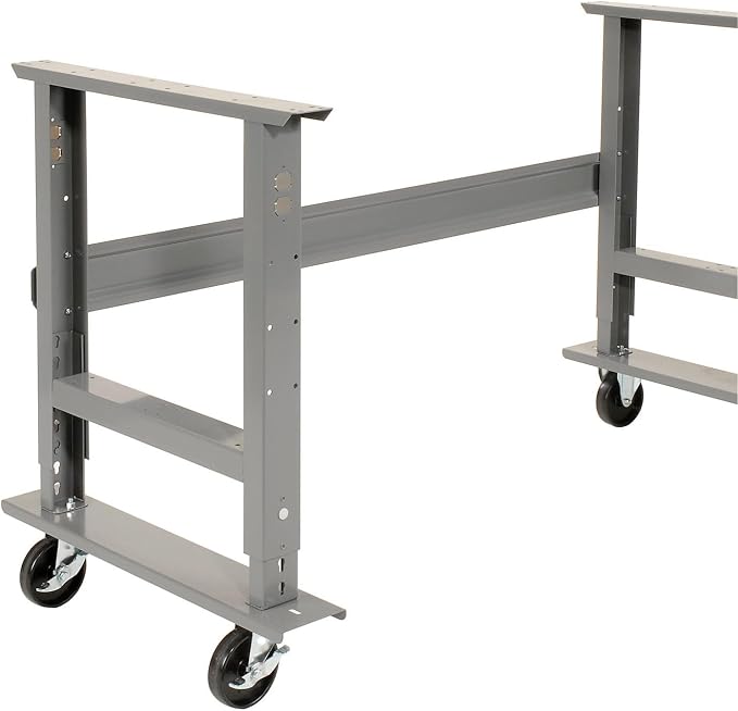 Global Industrial Mobile Adjustable Height Workbench, Maple Butcher Block - Image 4