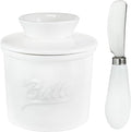 Ceramic Butter Crock with Lid & Spreader Knife, Butter Keeper by MSJGA