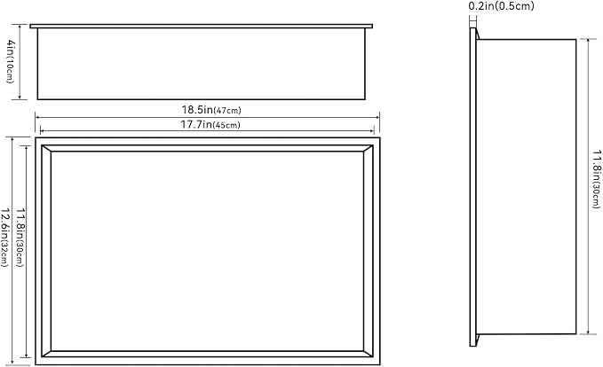 Achelous Stainless Steel Insert Shower Niche 18" X 12" NO Tile Needed, Bathroom - Image 3
