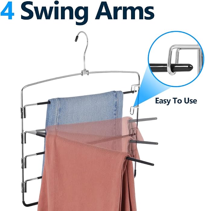 Pants Hangers 6 Pieces, 5 Tier Closet Organizers and Storage Clothes Hangers - Image 2