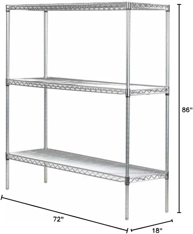 Omega 18" Deep x 72" Wide x 86" High 3 Tier Chrome Starter Shelving Unit - Image 2