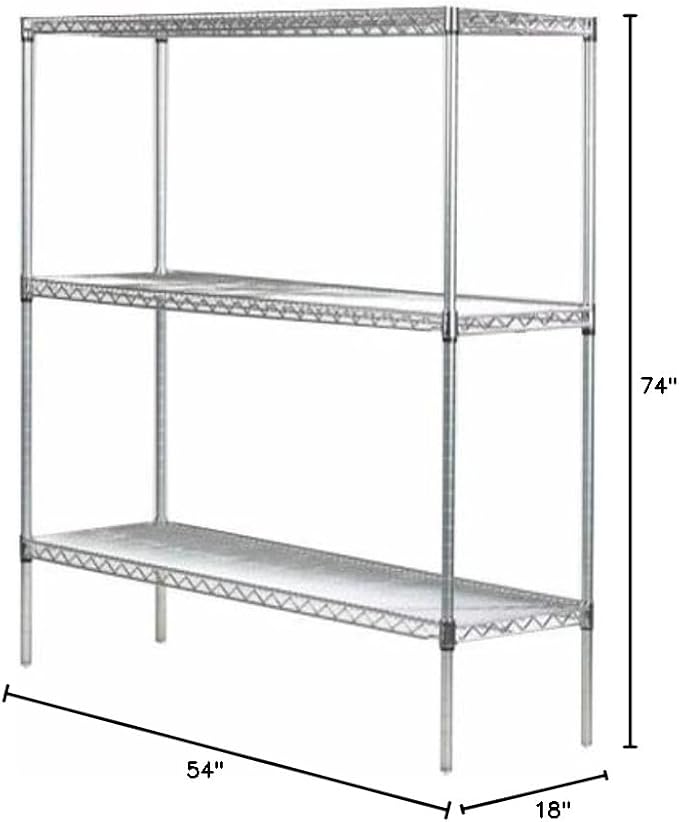 Omega 18" Deep x 54" Wide x 74" High 3 Tier Chrome Starter Shelving Unit - Image 2