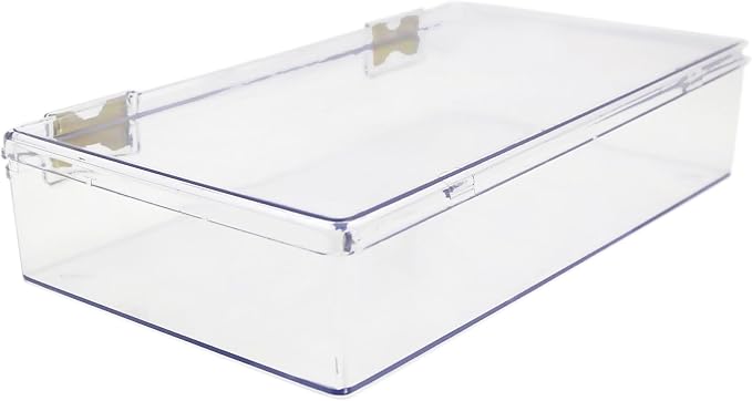 1 Clear Hard Plastic Box with Hinged Lid, 10 3/8" L x 6" W x 2" H, Plastic by GaryPlasticPackaging