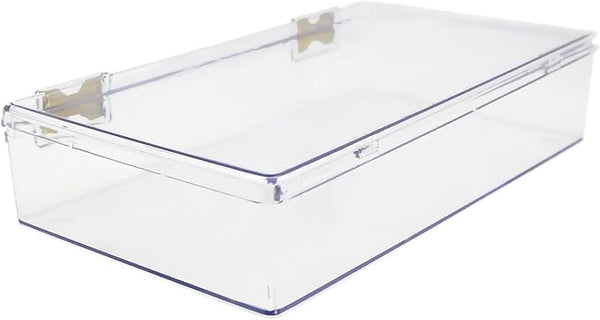 1 Clear Hard Plastic Box with Hinged Lid, 10 3/8" L x 6" W x 2" H, Plastic by GaryPlasticPackaging