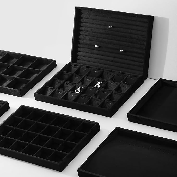 Velvet Stackable Jewelry Display Tray, 12 Grid Watch Bangle Bracelet Storage - Image 8